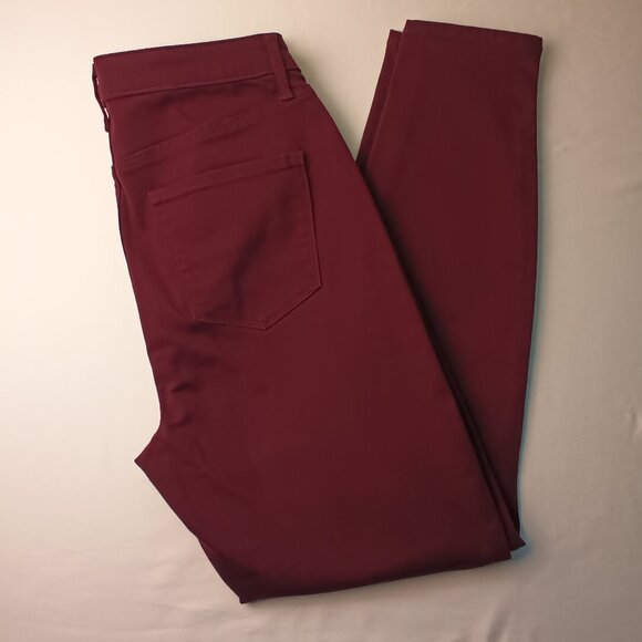 Talbots Flawless Jeans Size 10 High Waist Jegging Ankle Burgundy Wine Color - Picture 1 of 9